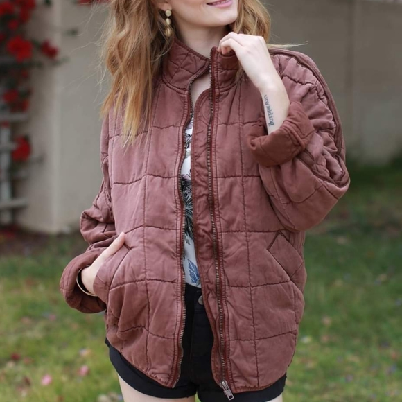 Free People Cherry Cola Dolman Quilted 